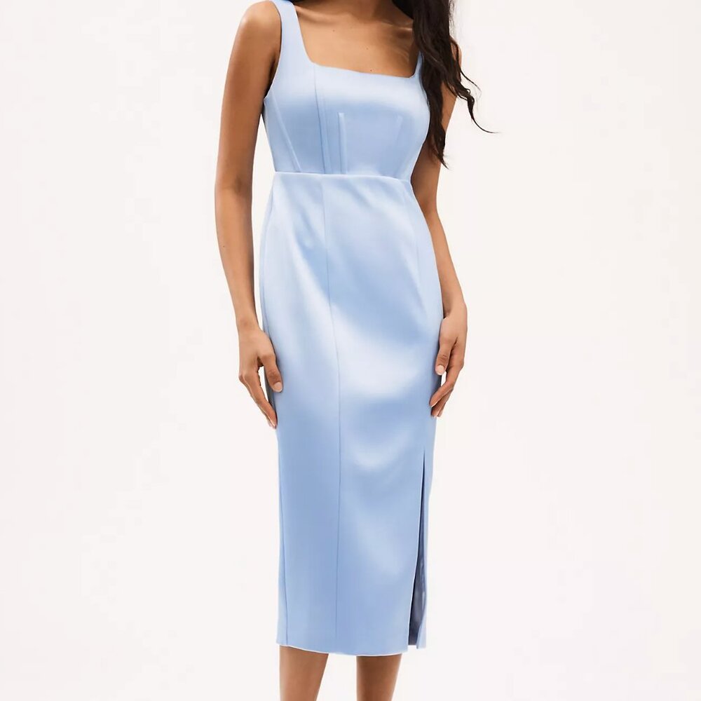BHLDN Ellie Sleeveless Square-Neck Corset Midi Dress